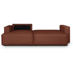 Asti - Canapé d'Angle à Gauche Convertible 3 Places en Tissu Chenille - Rouille Foncé