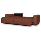 Asti - Canapé d'Angle à Gauche Convertible 3 Places en Tissu Chenille - Rouille Foncé