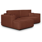 Asti - Canapé d'Angle à Gauche Convertible 3 Places en Tissu Chenille - Rouille Foncé
