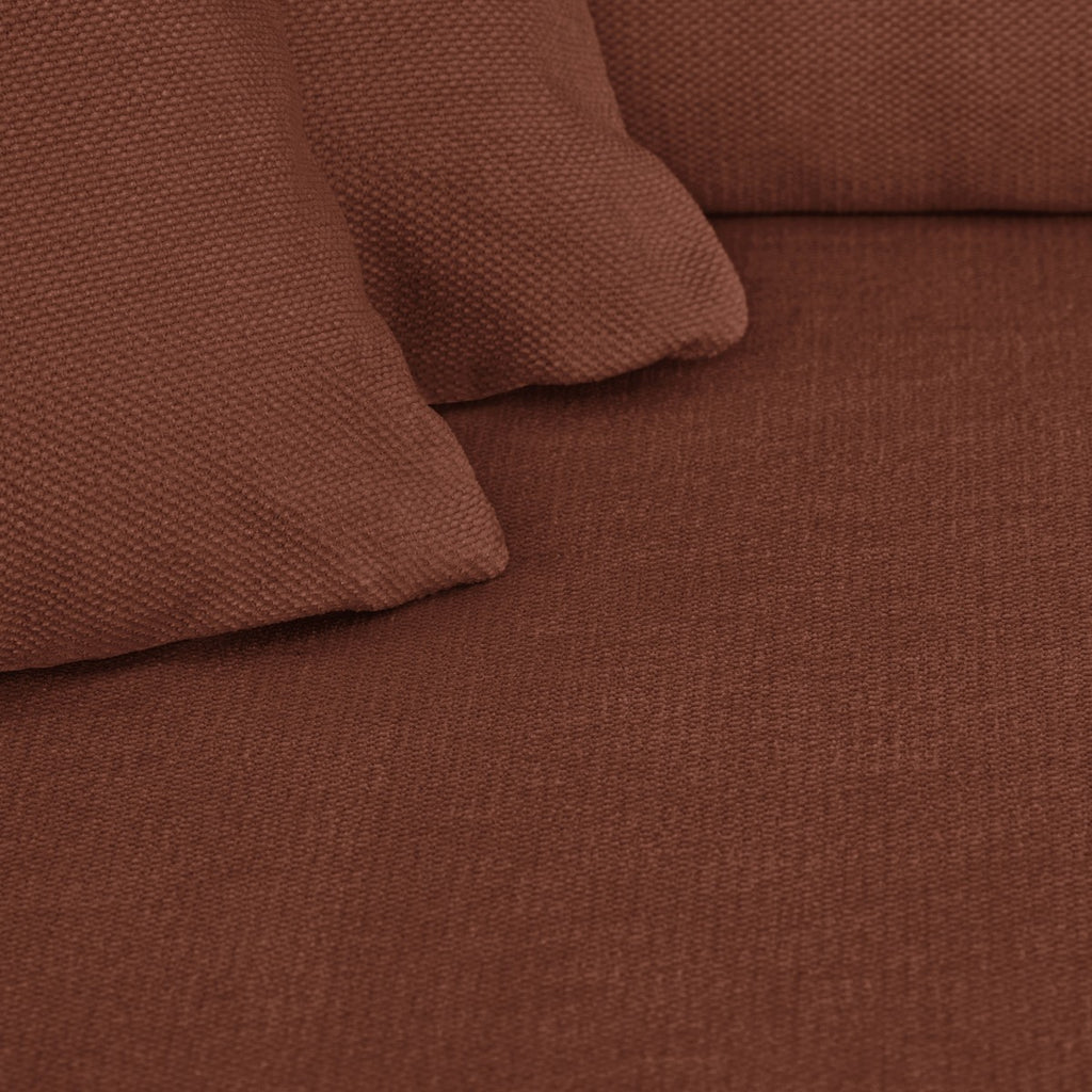 Asti - Canapé d'Angle à Gauche Convertible 3 Places en Tissu Chenille - Rouille Foncé