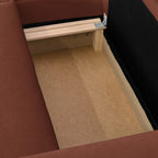 Asti - Canapé d'Angle à Gauche Convertible 3 Places en Tissu Chenille - Rouille Foncé