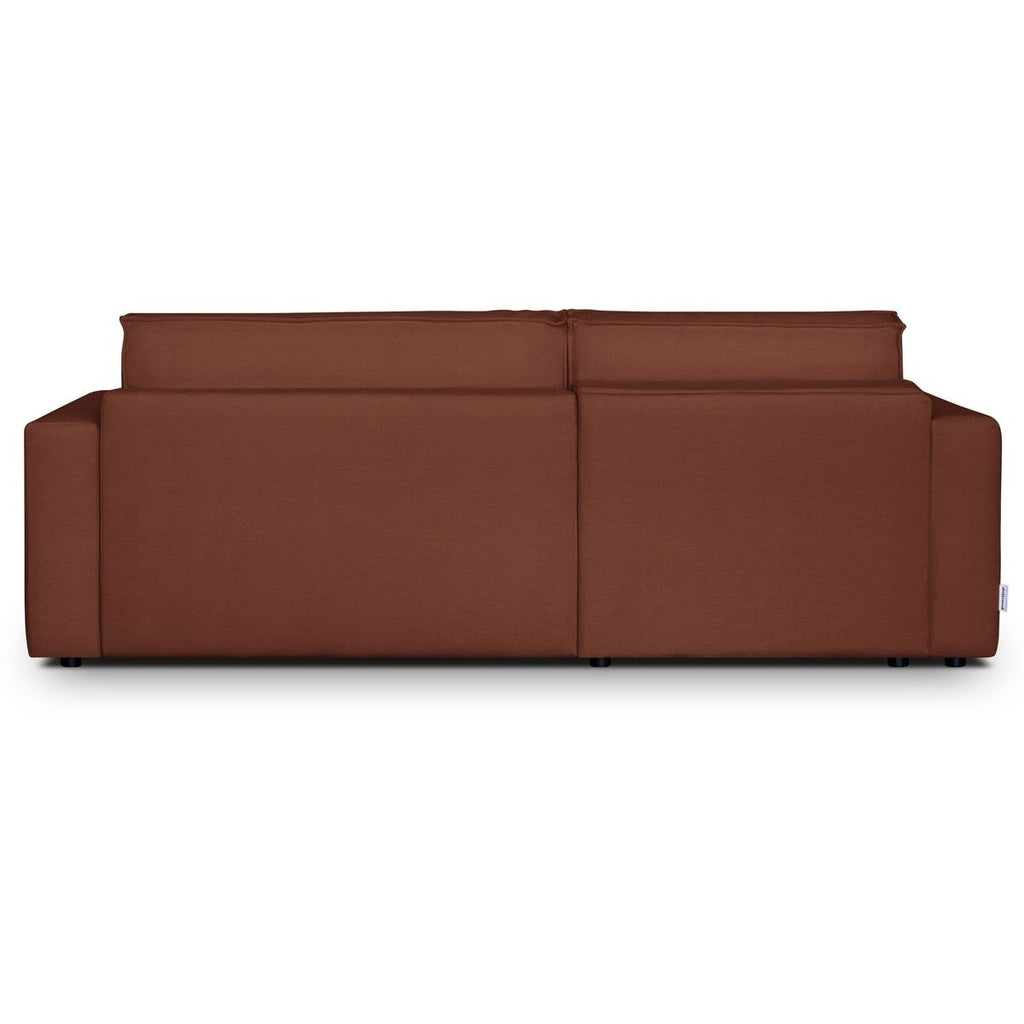 Asti - Canapé d'Angle à Gauche Convertible 3 Places en Tissu Chenille - Rouille Foncé