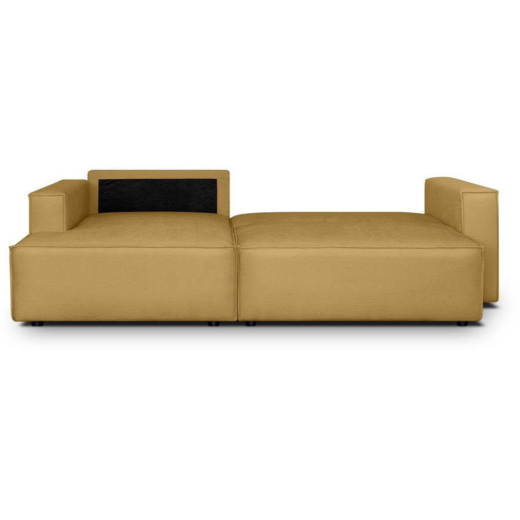 Asti - Canapé d'Angle à Gauche Convertible 3 Places en Tissu Chenille - Jaune Moutarde