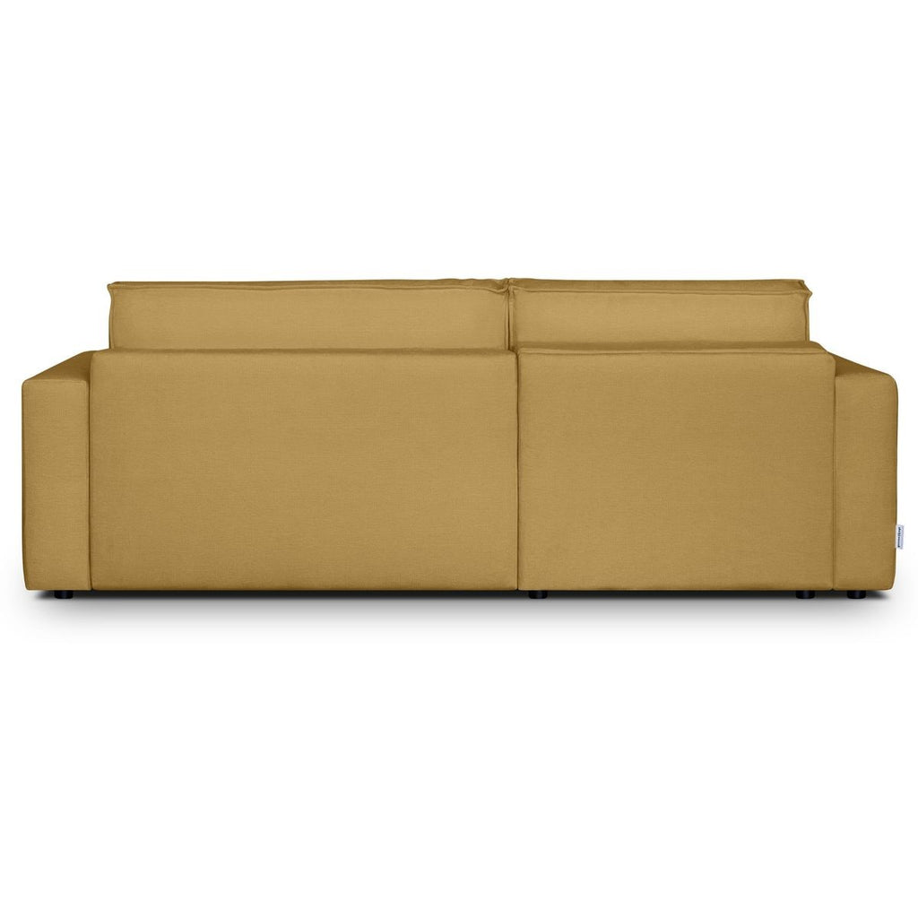 Asti - Canapé d'Angle à Gauche Convertible 3 Places en Tissu Chenille - Jaune Moutarde