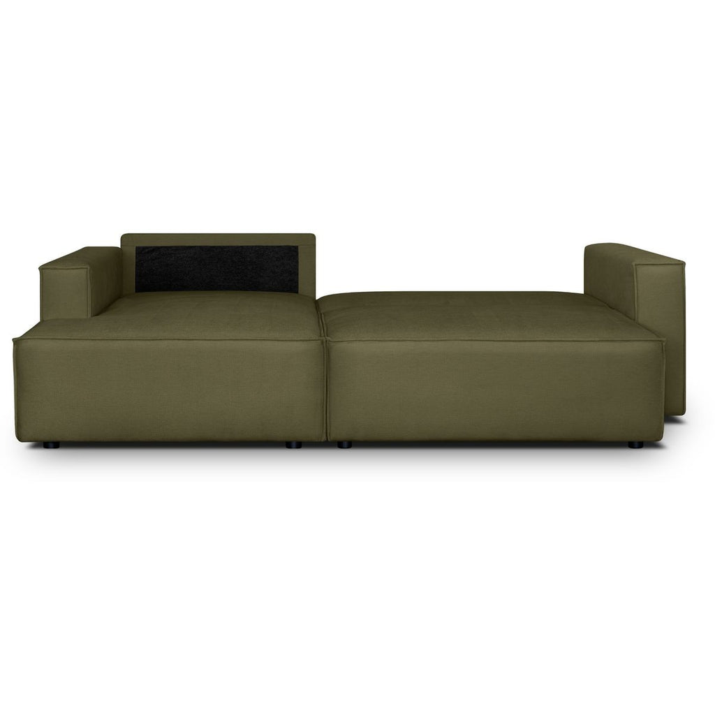 Asti - Canapé d'Angle à Gauche Convertible 3 Places en Tissu Chenille - Vert Kaki