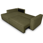 Asti - Canapé d'Angle à Gauche Convertible 3 Places en Tissu Chenille - Vert Kaki