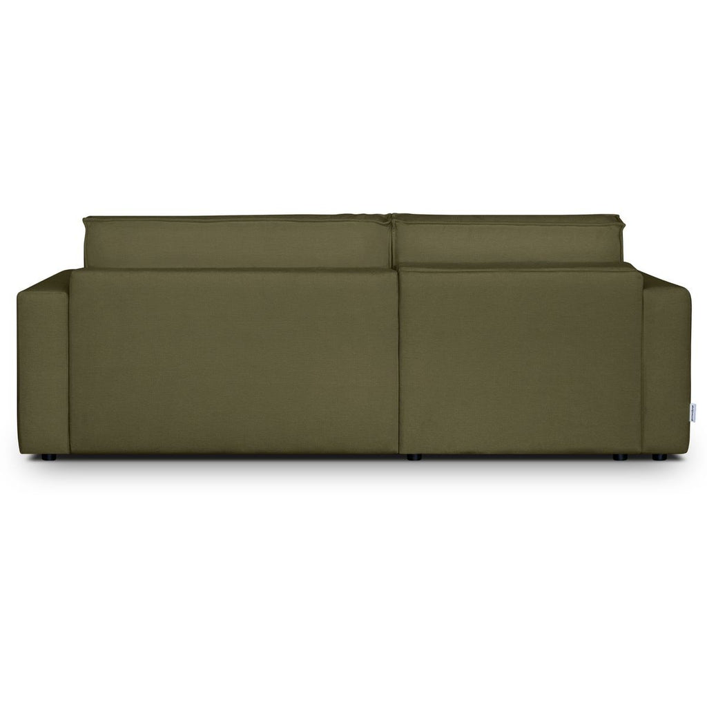 Asti - Canapé d'Angle à Gauche Convertible 3 Places en Tissu Chenille - Vert Kaki