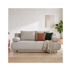 Laria - Canapé Convertible 3 Places avec Coffre de Rangement en Tissu Chenille - Taupe