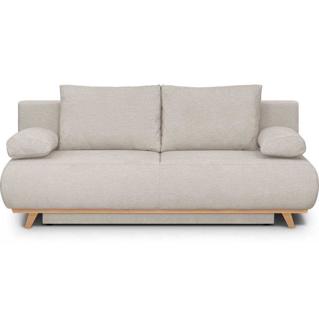 Laria - Canapé Convertible 3 Places avec Coffre de Rangement en Tissu Chenille - Taupe