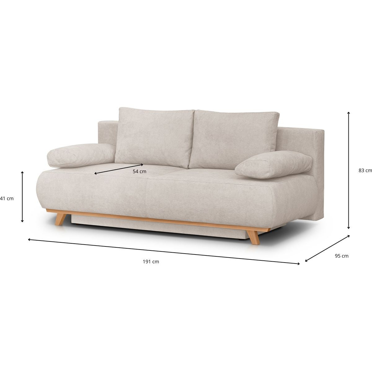 Laria - Canapé Convertible 3 Places avec Coffre de Rangement en Tissu Chenille - Taupe