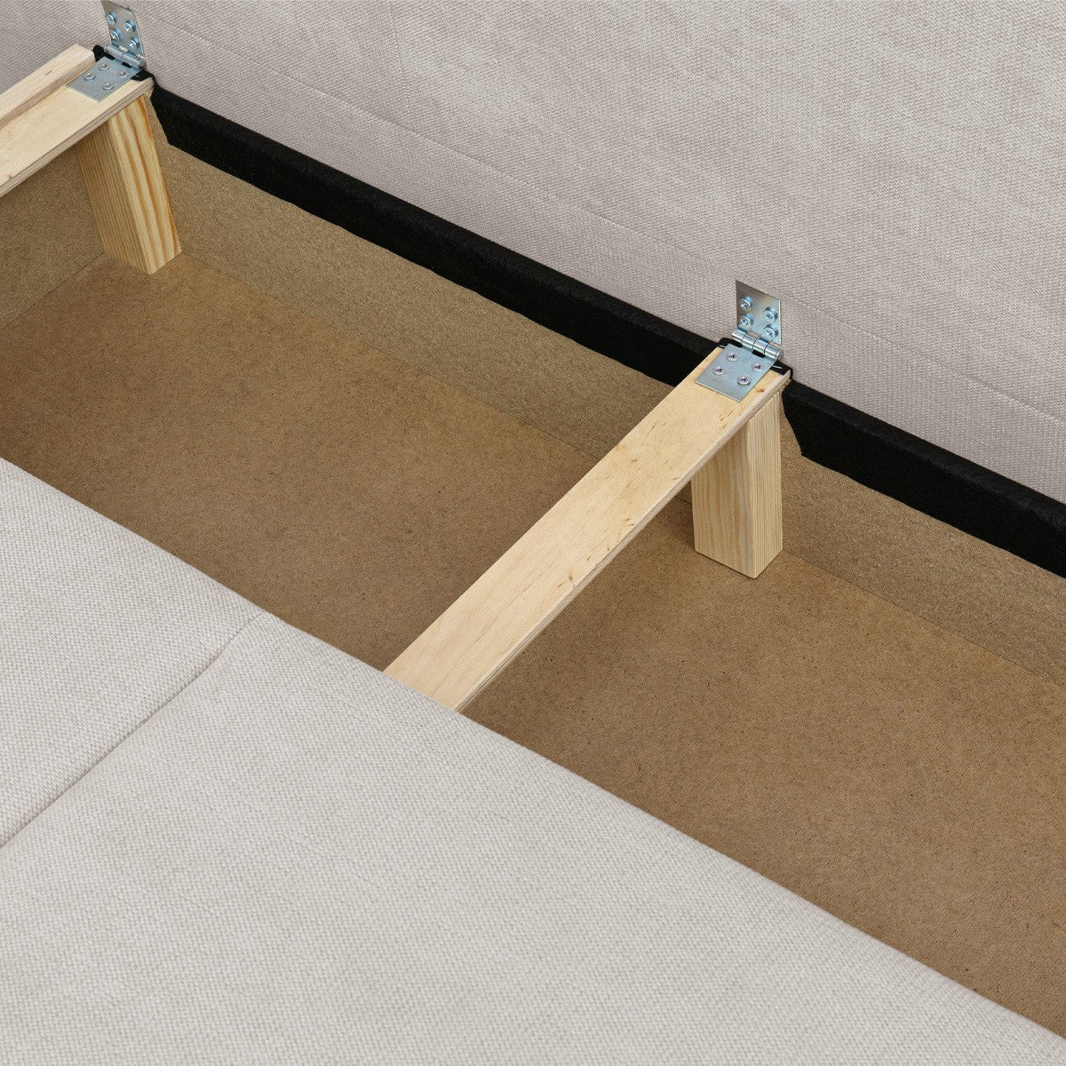 Laria - Canapé Convertible 3 Places avec Coffre de Rangement en Tissu Chenille - Taupe