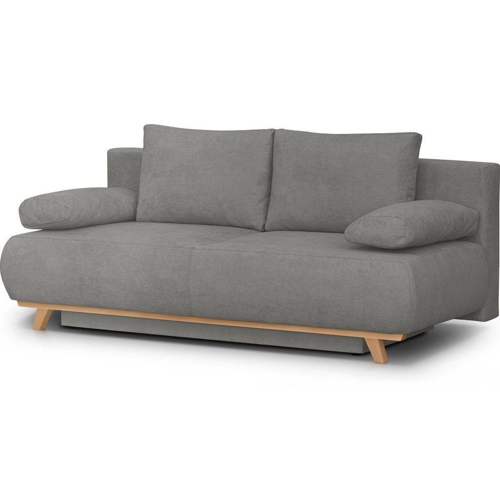 Laria - Canapé Convertible 3 Places avec Coffre de Rangement en Tissu Chenille - Gris