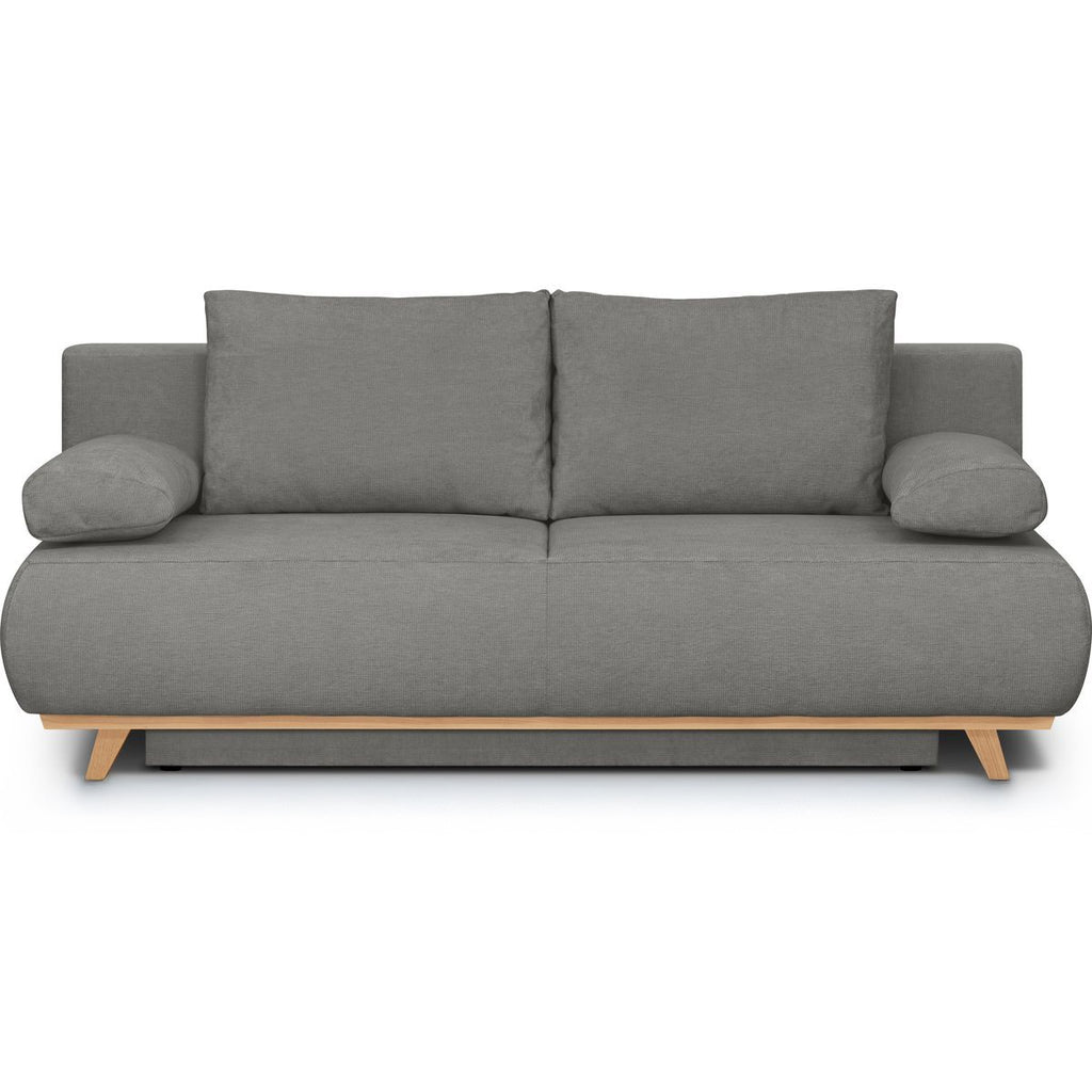 Laria - Canapé Convertible 3 Places avec Coffre de Rangement en Tissu Chenille - Gris
