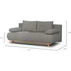 Laria - Canapé Convertible 3 Places avec Coffre de Rangement en Tissu Chenille - Gris