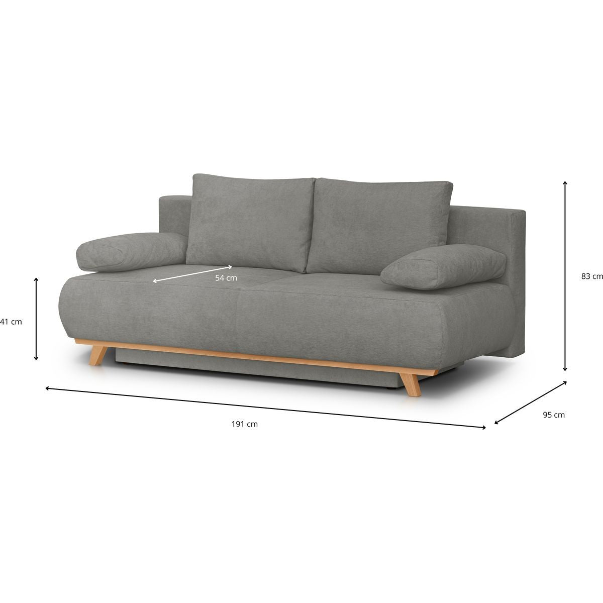 Laria - Canapé Convertible 3 Places avec Coffre de Rangement en Tissu Chenille - Gris