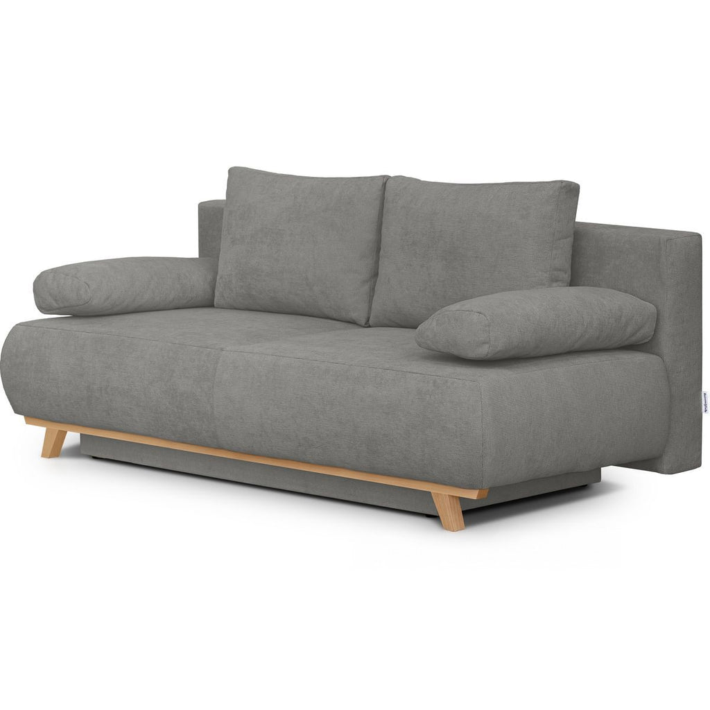 Laria - Canapé Convertible 3 Places avec Coffre de Rangement en Tissu Chenille - Gris