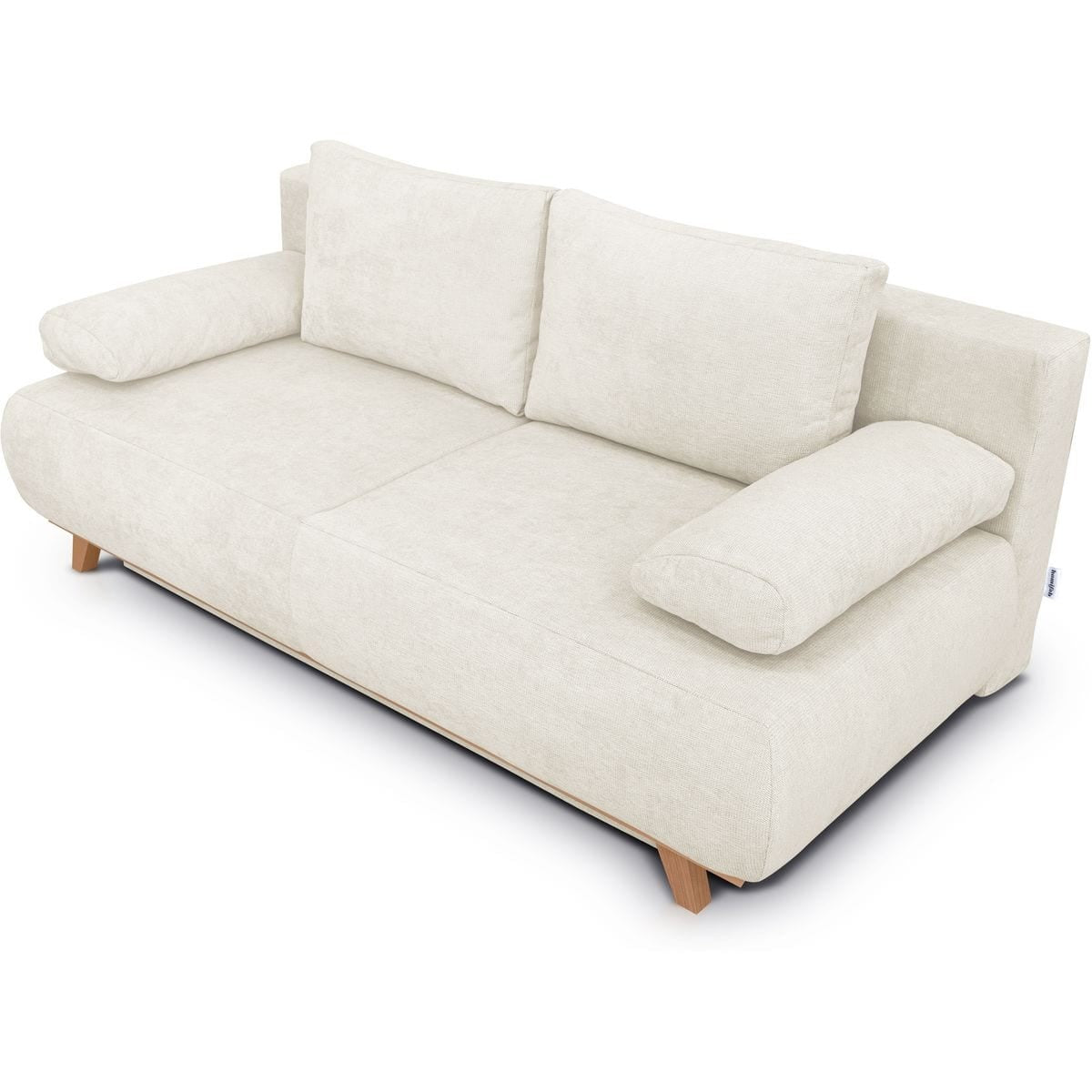 Laria - Canapé Convertible 3 Places avec Coffre de Rangement en Tissu Chenille - Beige