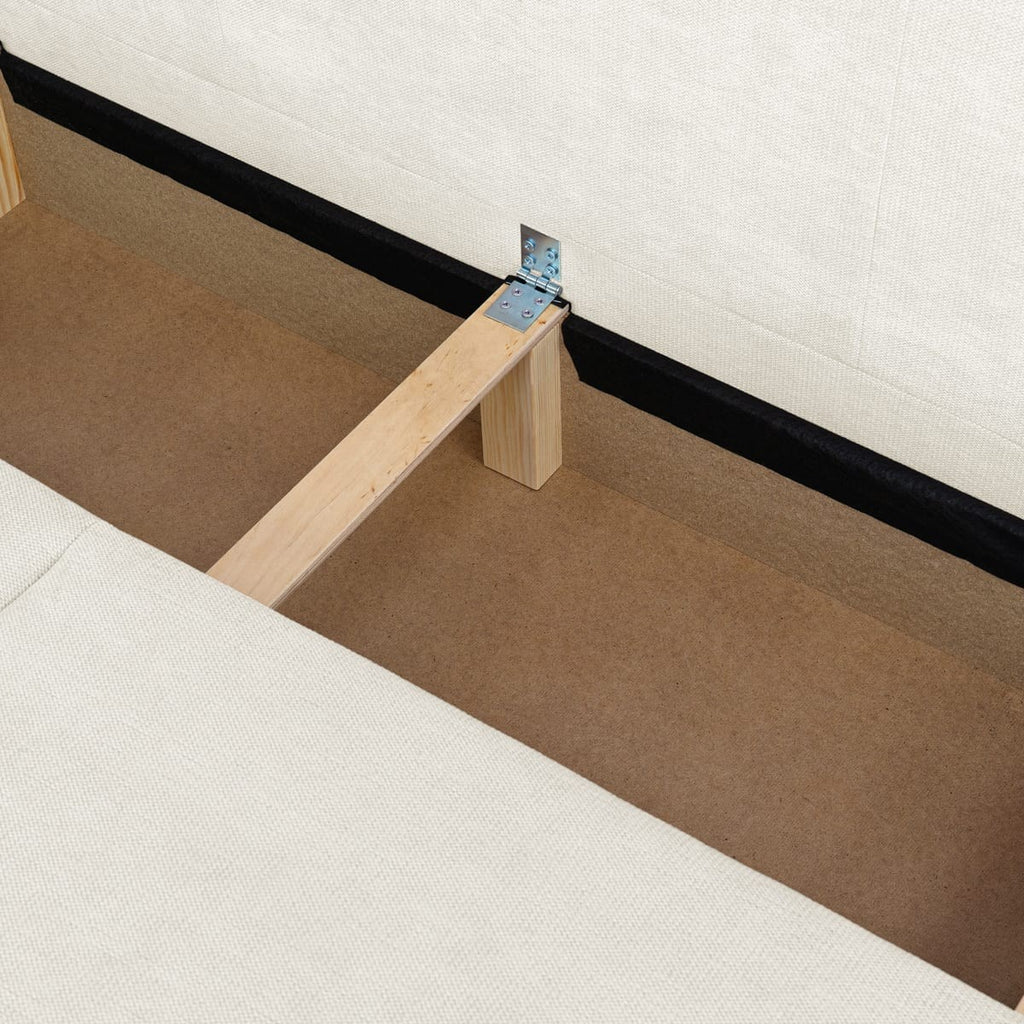 Laria - Canapé Convertible 3 Places avec Coffre de Rangement en Tissu Chenille - Beige