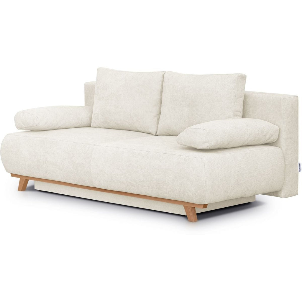 Laria - Canapé Convertible 3 Places avec Coffre de Rangement en Tissu Chenille - Beige