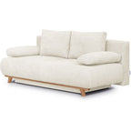 Laria - Canapé Convertible 3 Places avec Coffre de Rangement en Tissu Chenille - Beige