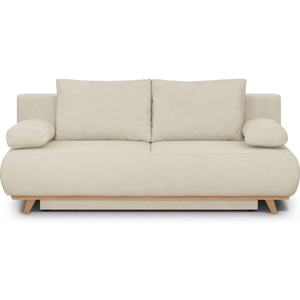 Laria - Canapé Convertible 3 Places avec Coffre de Rangement en Tissu Chenille - Beige Foncé