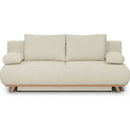 Laria - Canapé Convertible 3 Places avec Coffre de Rangement en Tissu Chenille - Beige Foncé