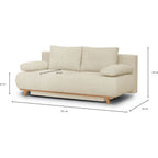 Laria - Canapé Convertible 3 Places avec Coffre de Rangement en Tissu Chenille - Beige Foncé