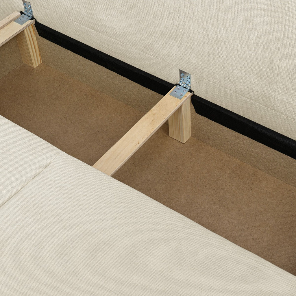 Laria - Canapé Convertible 3 Places avec Coffre de Rangement en Tissu Chenille - Beige Foncé