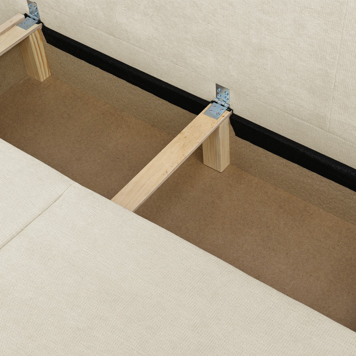 Laria - Canapé Convertible 3 Places avec Coffre de Rangement en Tissu Chenille - Beige Foncé