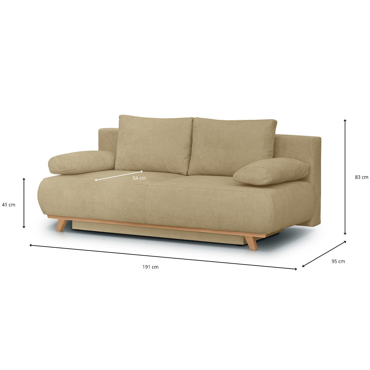 Laria - Canapé Convertible 3 Places avec Coffre de Rangement en Tissu Chenille - Miel