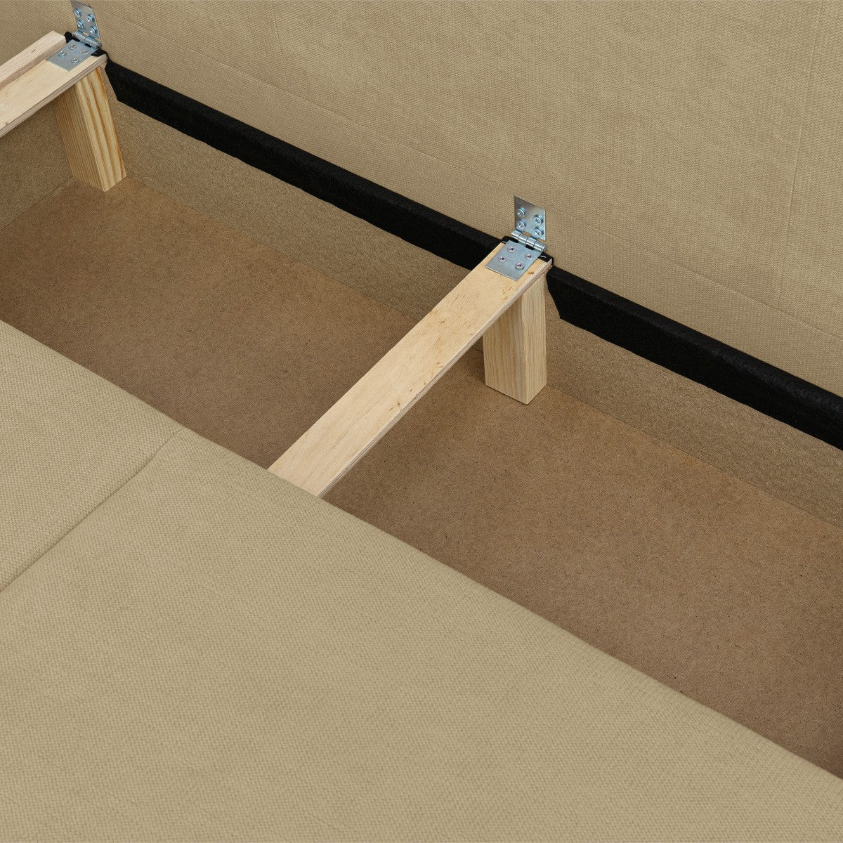 Laria - Canapé Convertible 3 Places avec Coffre de Rangement en Tissu Chenille - Miel