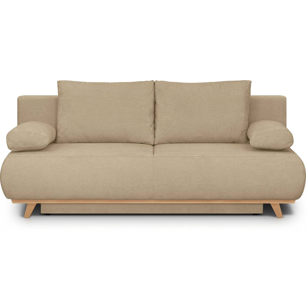 Laria - Canapé Convertible 3 Places avec Coffre de Rangement en Tissu Chenille - Moka