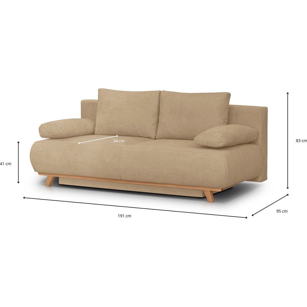 Laria - Canapé Convertible 3 Places avec Coffre de Rangement en Tissu Chenille - Moka
