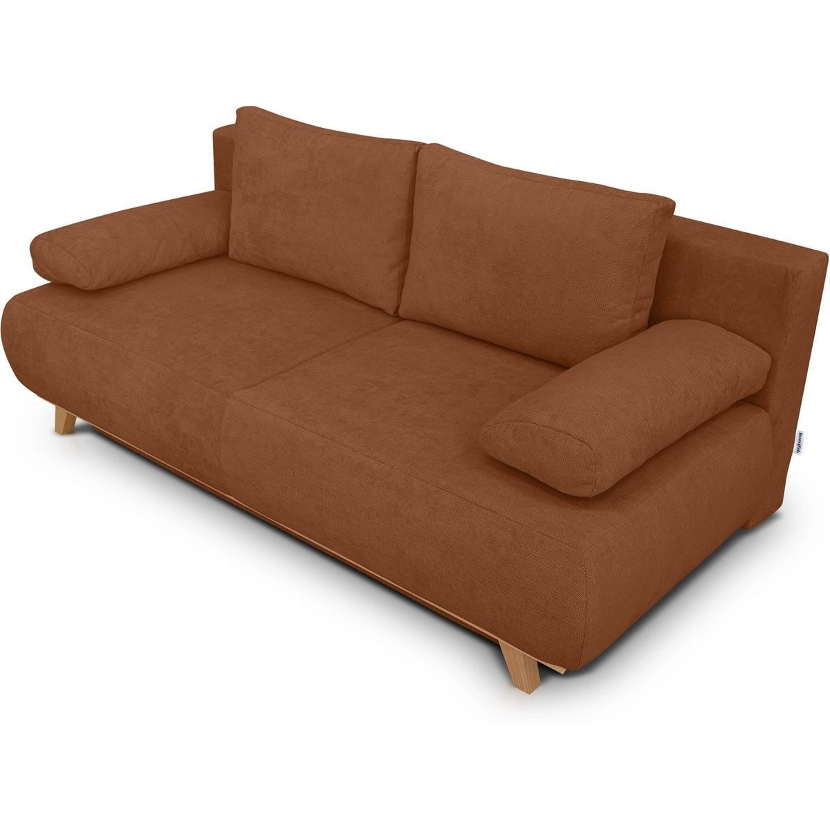 Laria - Canapé Convertible 3 Places avec Coffre de Rangement en Tissu Chenille - Terracotta