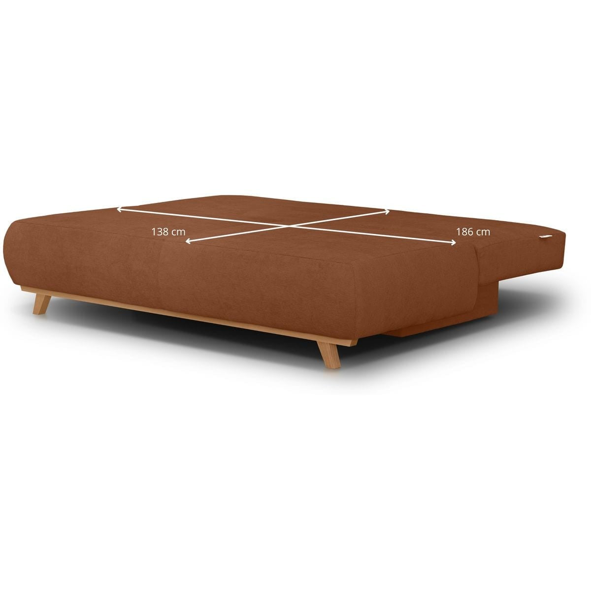 Laria - Canapé Convertible 3 Places avec Coffre de Rangement en Tissu Chenille - Terracotta