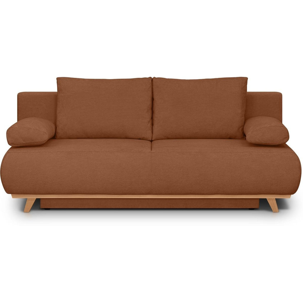 Laria - Canapé Convertible 3 Places avec Coffre de Rangement en Tissu Chenille - Terracotta