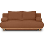 Laria - Canapé Convertible 3 Places avec Coffre de Rangement en Tissu Chenille - Terracotta