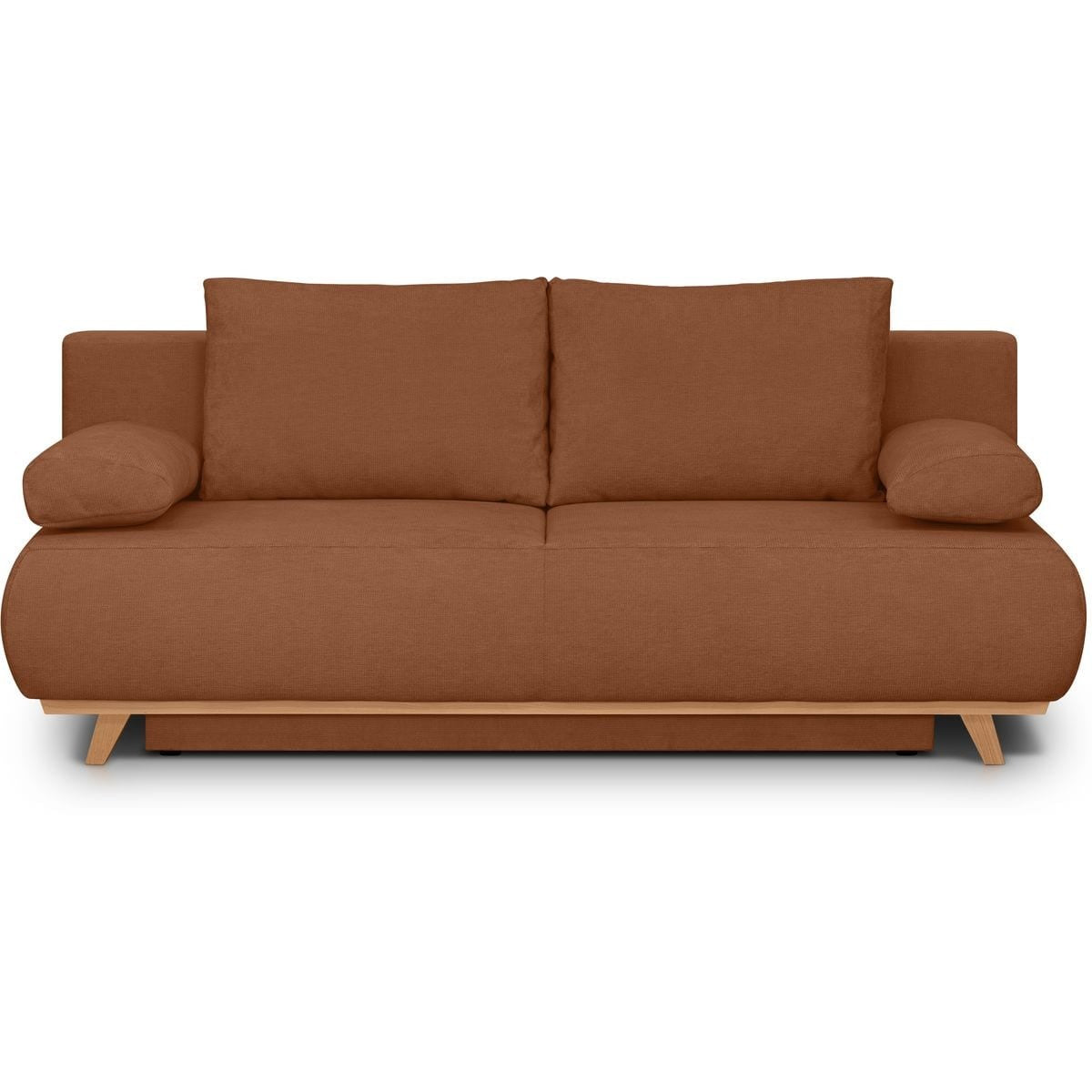 Laria - Canapé Convertible 3 Places avec Coffre de Rangement en Tissu Chenille - Terracotta
