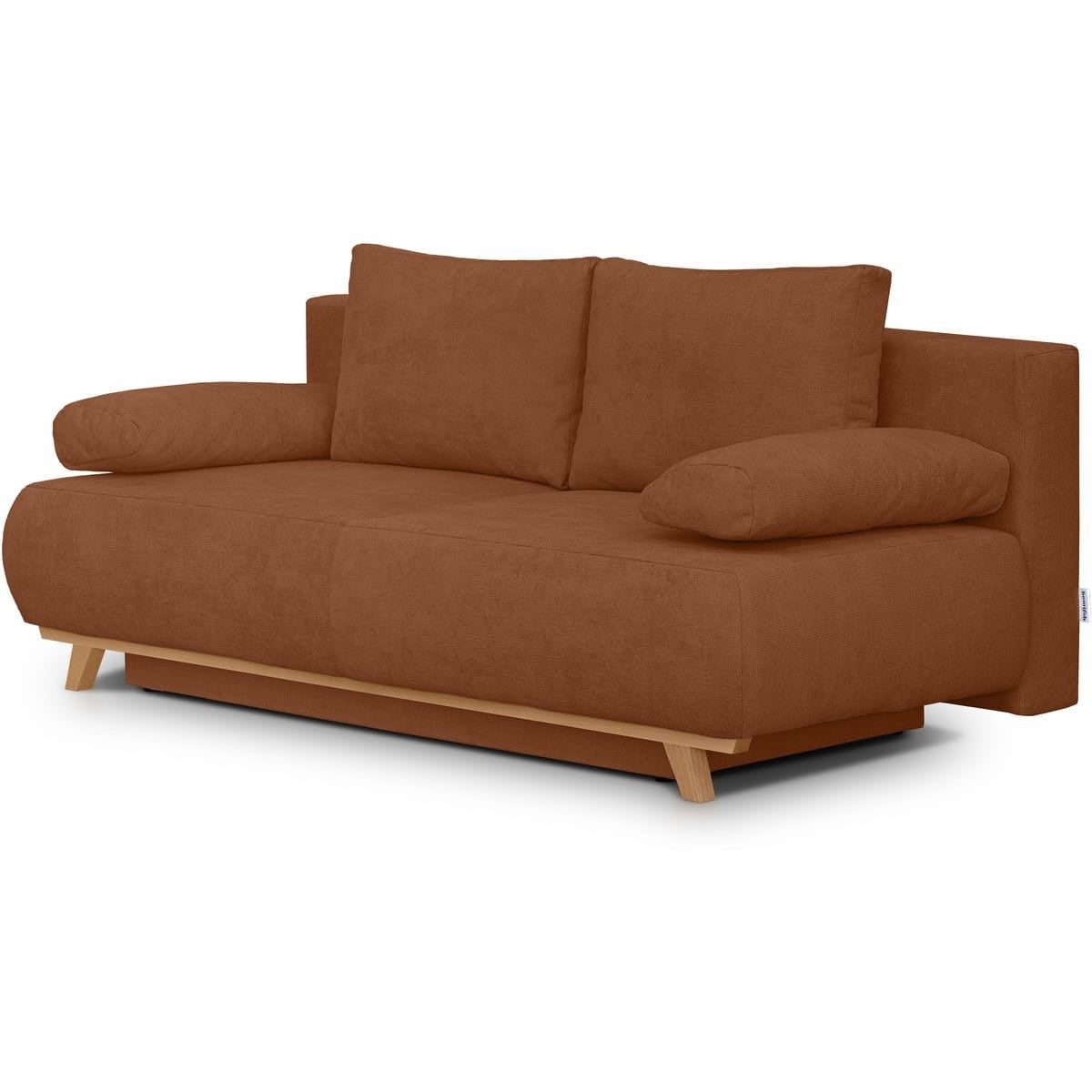 Laria - Canapé Convertible 3 Places avec Coffre de Rangement en Tissu Chenille - Terracotta