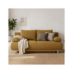 Laria - Canapé Convertible 3 Places avec Coffre de Rangement en Tissu Chenille - Bronze
