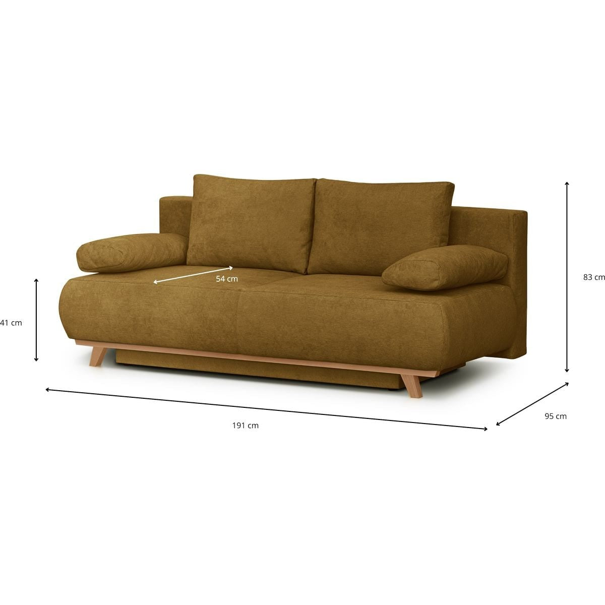 Laria - Canapé Convertible 3 Places avec Coffre de Rangement en Tissu Chenille - Bronze