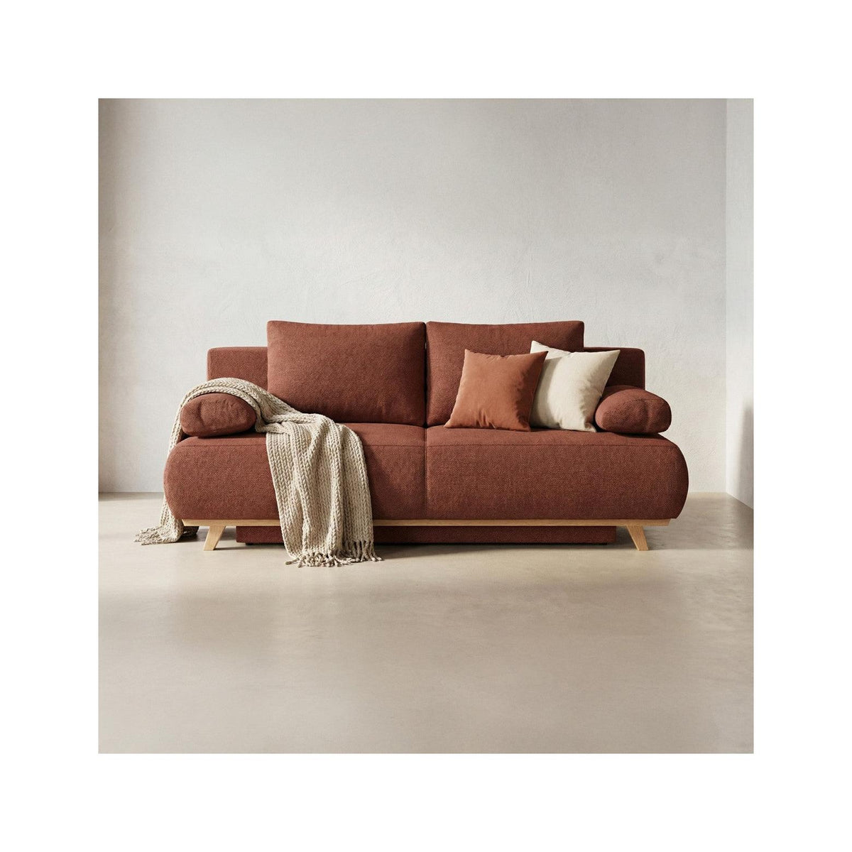 Laria – Schlafsofa – Chenille – Dunkelrost