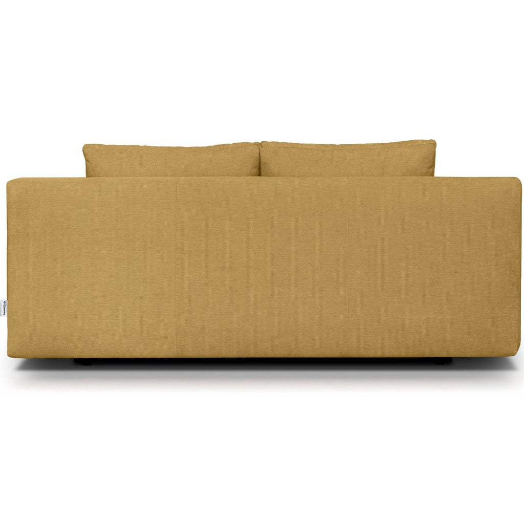Laria - Canapé Convertible 3 Places avec Coffre de Rangement en Tissu Chenille - Jaune Moutarde