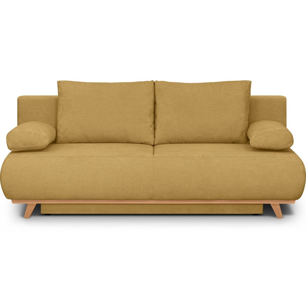 Laria - Canapé Convertible 3 Places avec Coffre de Rangement en Tissu Chenille - Jaune Moutarde