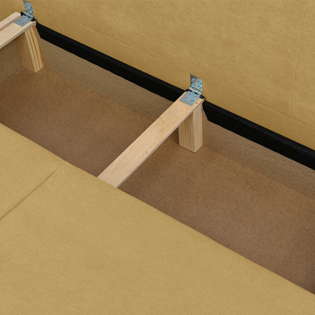 Laria - Canapé Convertible 3 Places avec Coffre de Rangement en Tissu Chenille - Jaune Moutarde