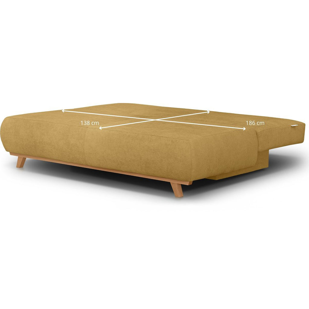 Laria - Canapé Convertible 3 Places avec Coffre de Rangement en Tissu Chenille - Jaune Moutarde