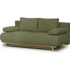 Laria - Canapé Convertible 3 Places avec Coffre de Rangement en Tissu Chenille - Vert Olive