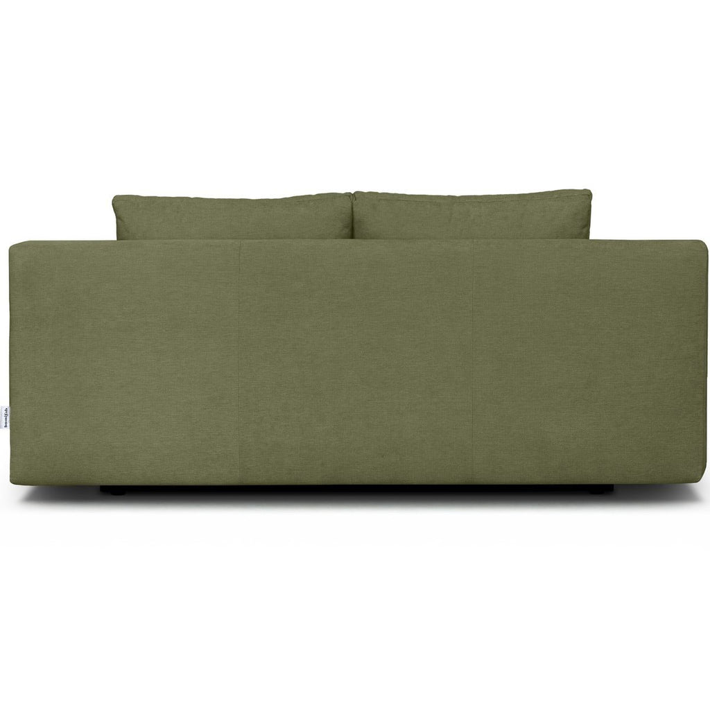 Laria - Canapé Convertible 3 Places avec Coffre de Rangement en Tissu Chenille - Vert Olive