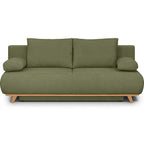 Laria - Canapé Convertible 3 Places avec Coffre de Rangement en Tissu Chenille - Vert Olive