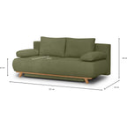 Laria - Canapé Convertible 3 Places avec Coffre de Rangement en Tissu Chenille - Vert Olive